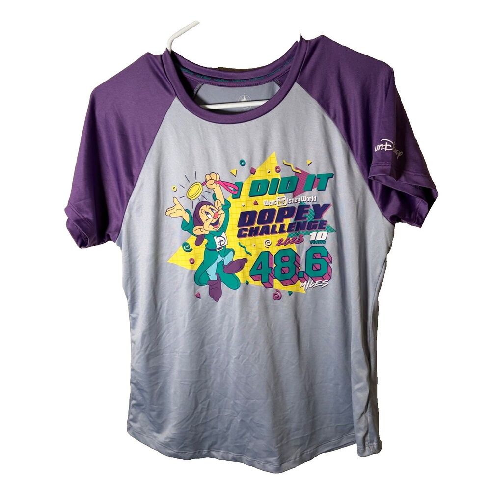RunDisney Dopey Challenge I Did It Shirt Women's Large Gray Purple 2023
